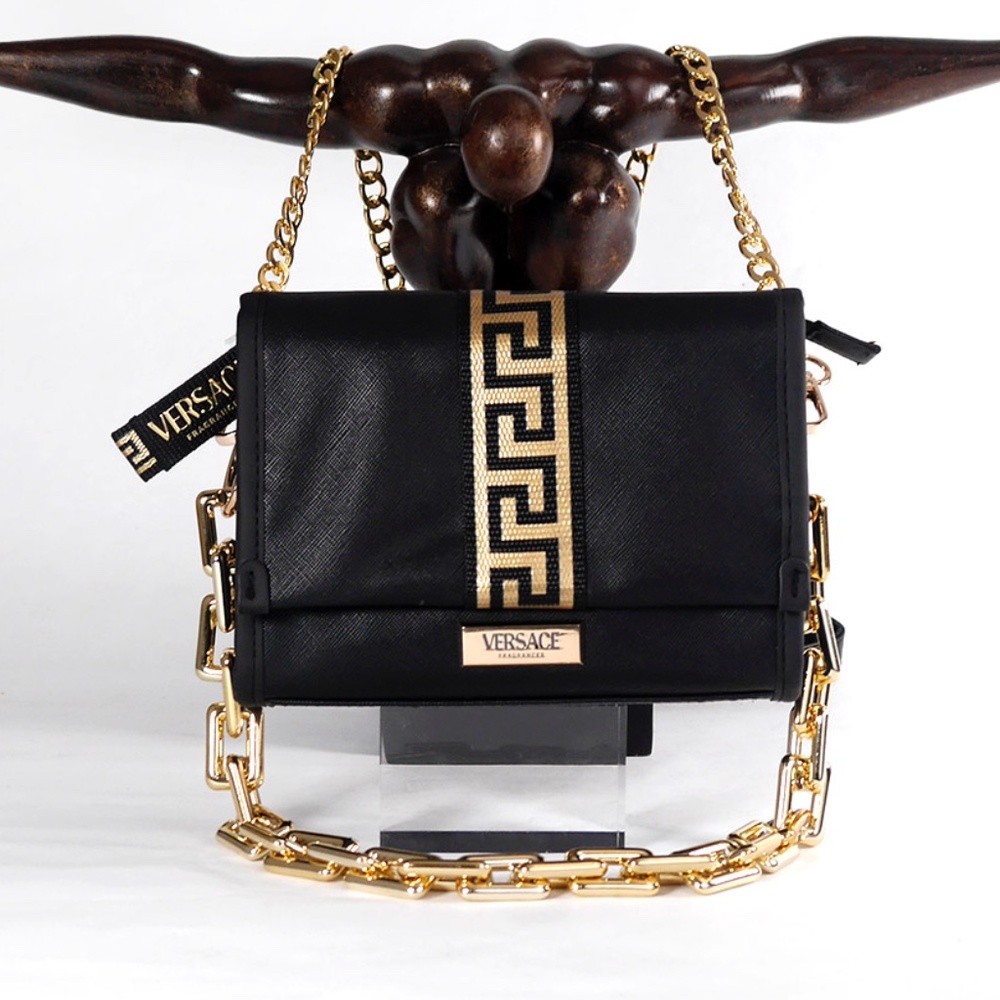 VERSACE Crossbody Clutch Bag Limited Edition NEW Black Gold